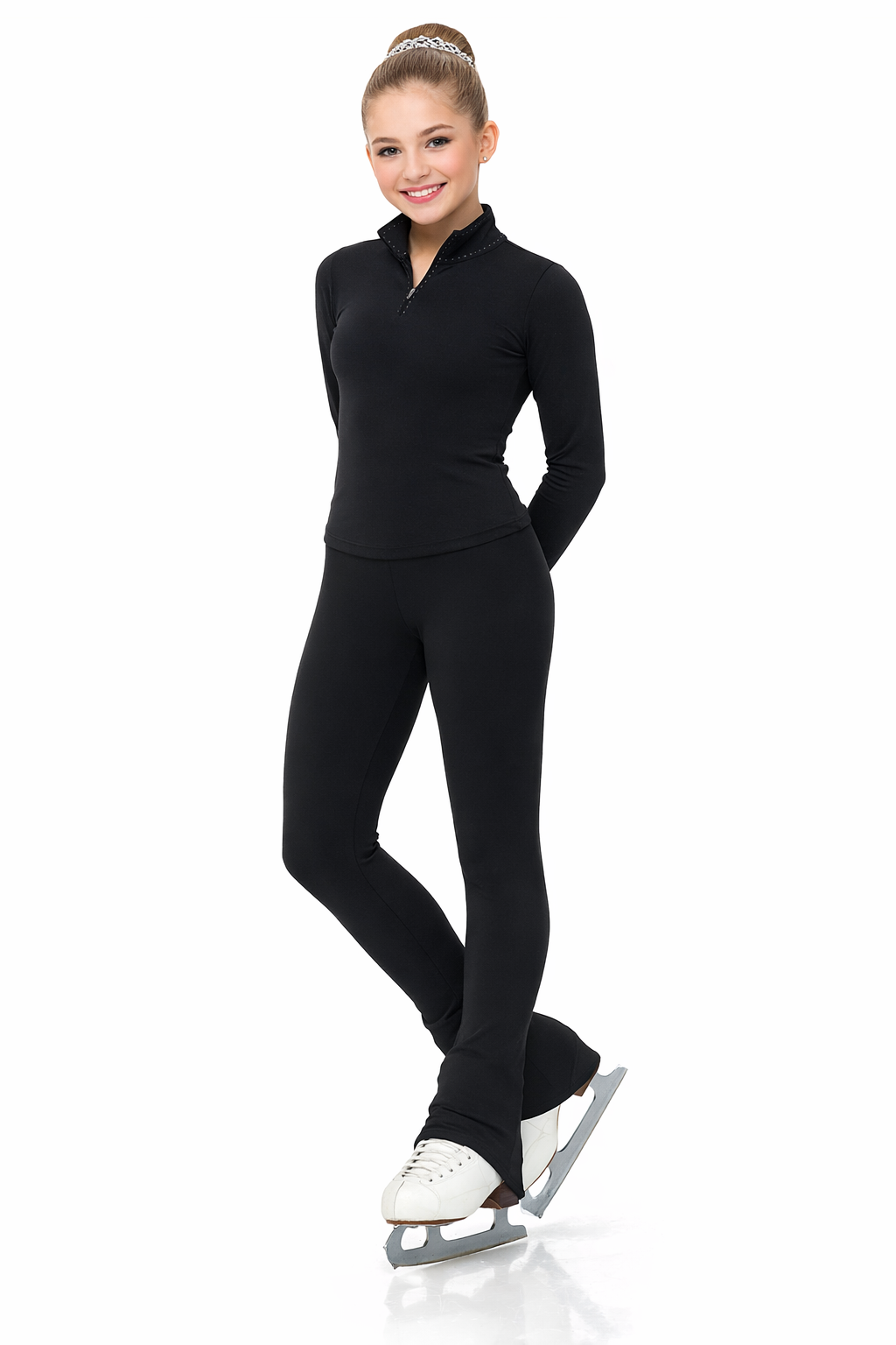 Thermoleggings für Eiskunstlauf mit breitem Komfortbund