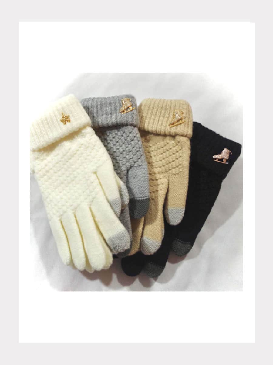 Strickhandschuhe mit Kristallschmuck