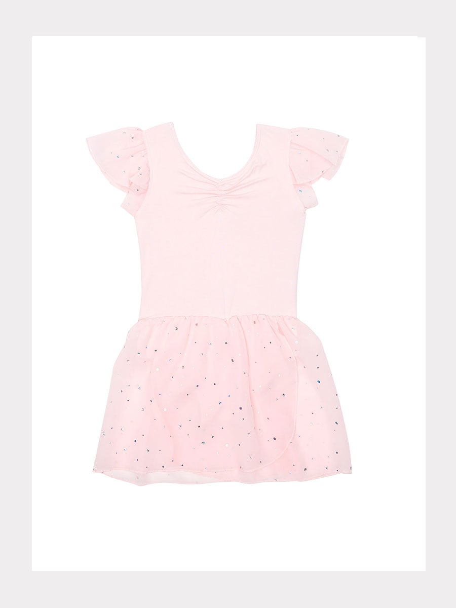 Kurzarm Ballett-Kleid mit Flutterärmel und Pailletten-Rock