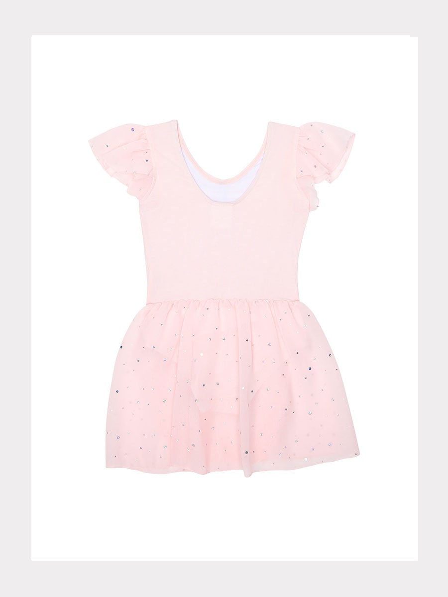 Kurzarm Ballett-Kleid mit Flutterärmel und Pailletten-Rock