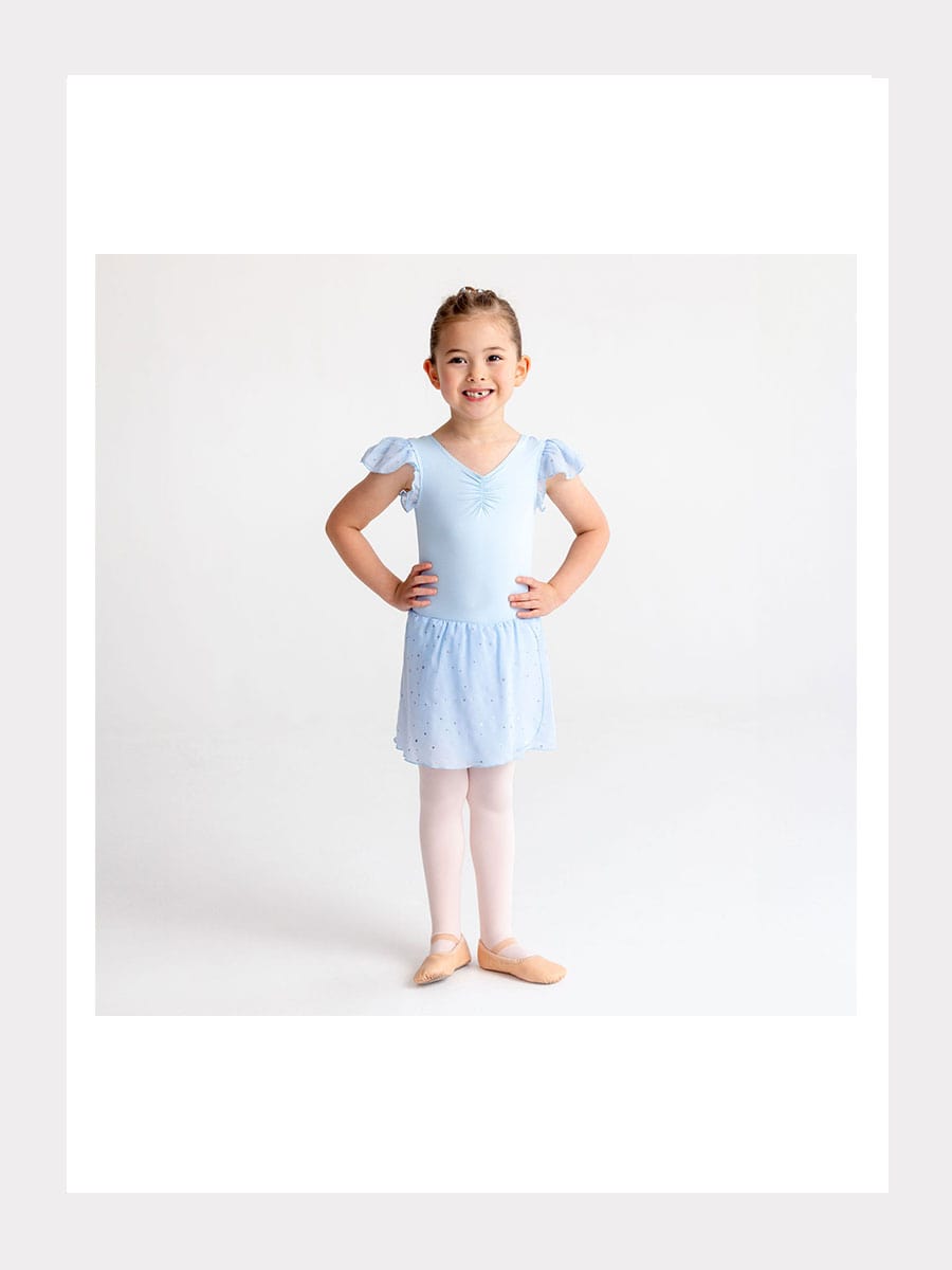 Kurzarm Ballett-Kleid mit Flutterärmel und Pailletten-Rock