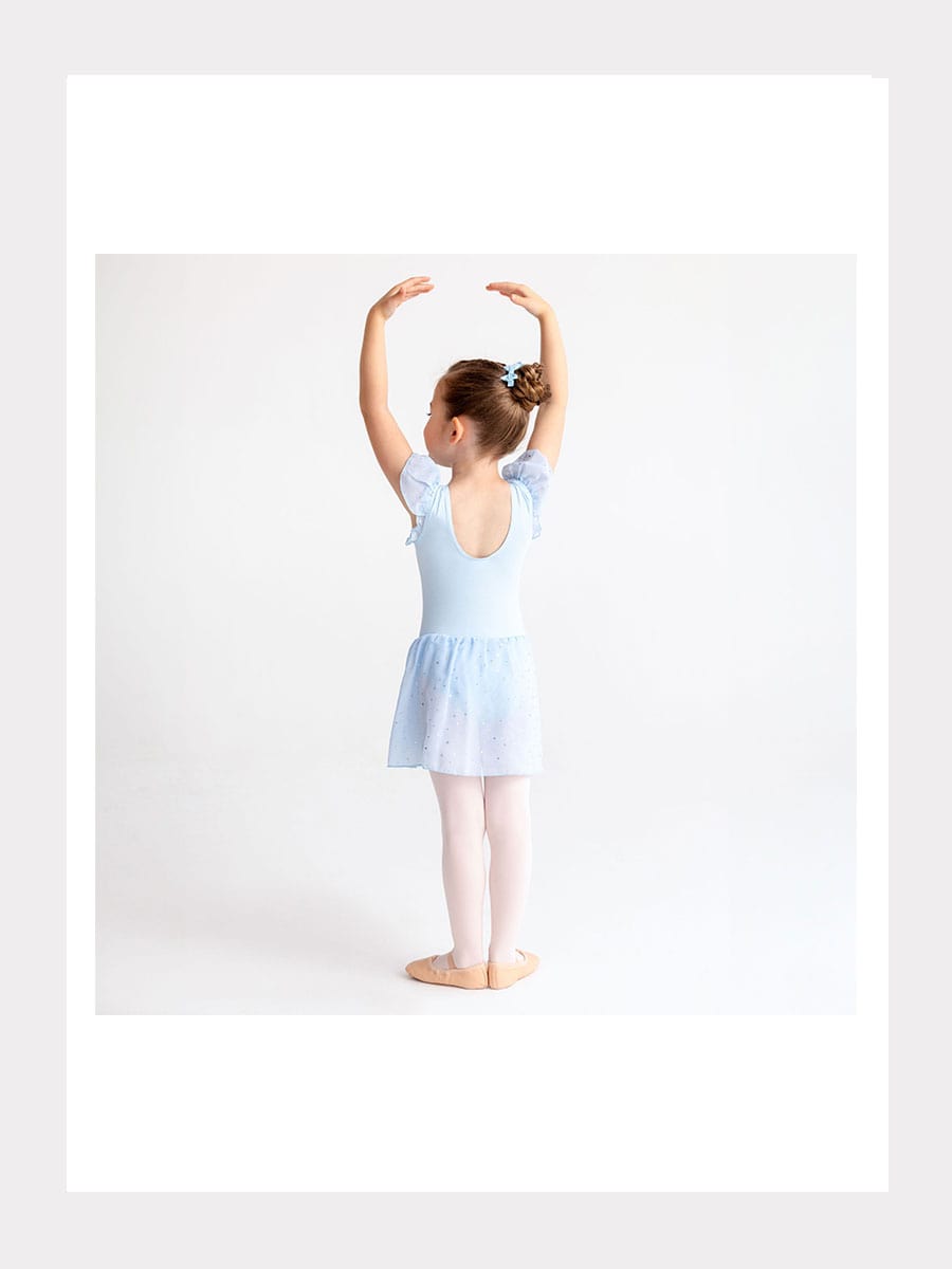 Kurzarm Ballett-Kleid mit Flutterärmel und Pailletten-Rock