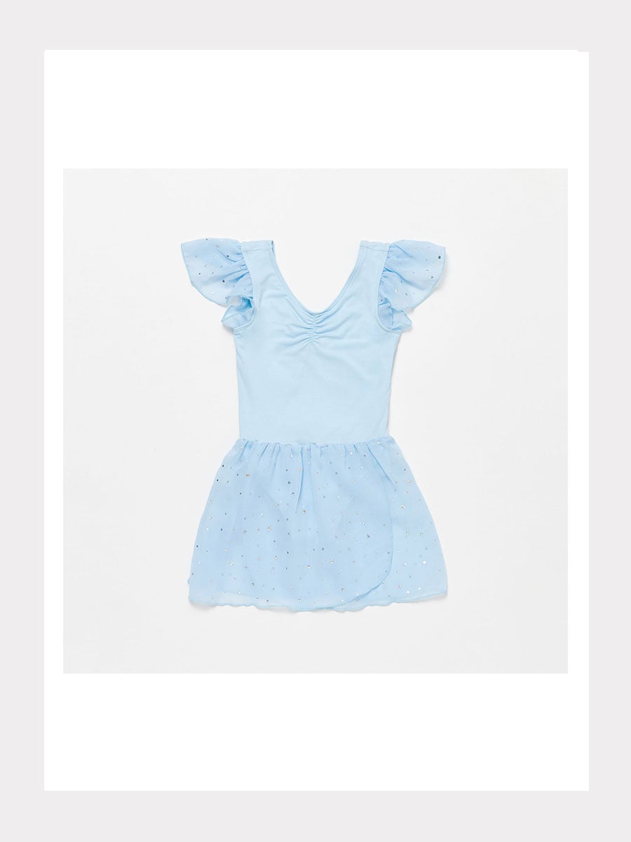 Kurzarm Ballett-Kleid mit Flutterärmel und Pailletten-Rock