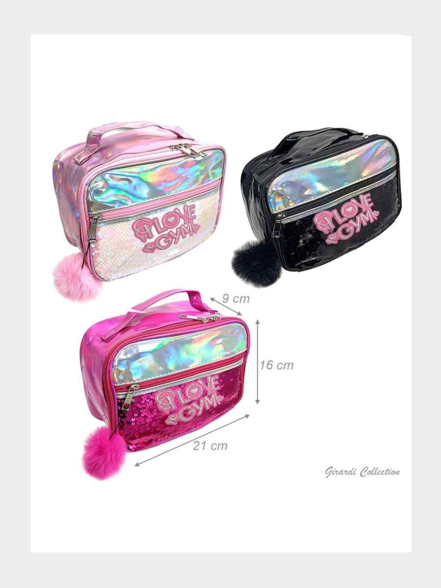 Gymnastics Kosmetiktasche mit Pailletten & Bommel