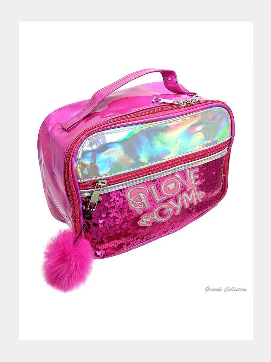 Gymnastics Kosmetiktasche mit Pailletten & Bommel