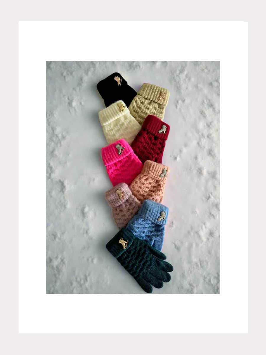 Strickhandschuhe mit Kristallschmuck