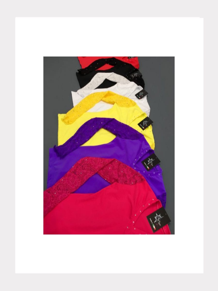 Langarm V Neck Shirt mit Spitze