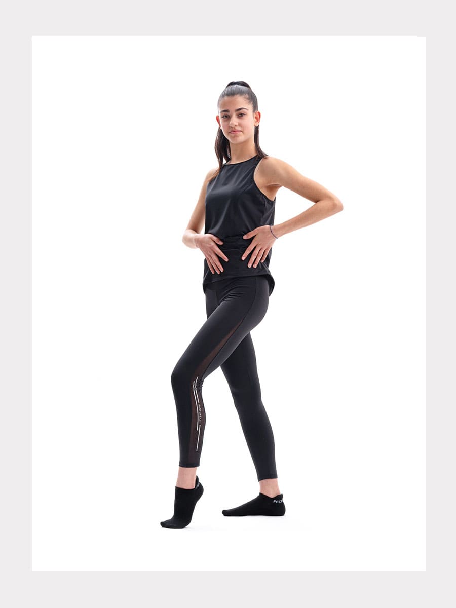 Gymnastik Leggings mit Voile-Einsätzen