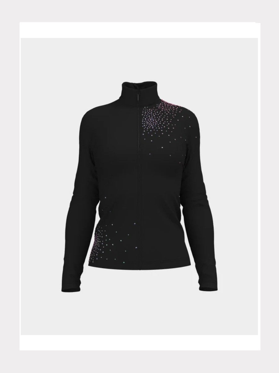 Thermo-Eiskunstlaufjacke mit Kristallen auf Schulter und Seite
