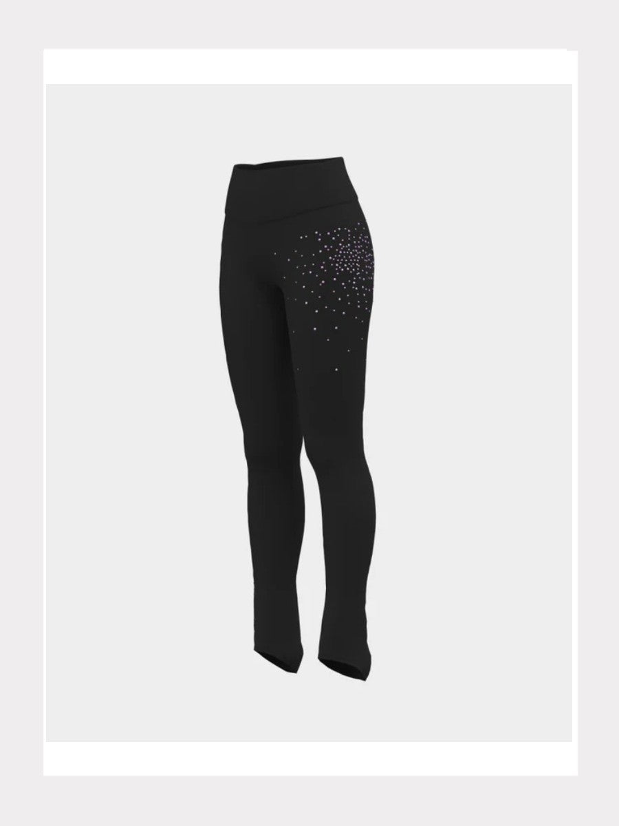 Thermo-Skating-Leggings mit funkelnden Kristallapplikationen
