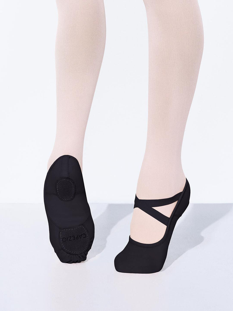 Capezio Stretch Leinen Ballettschuhe Schwarz für Kinder