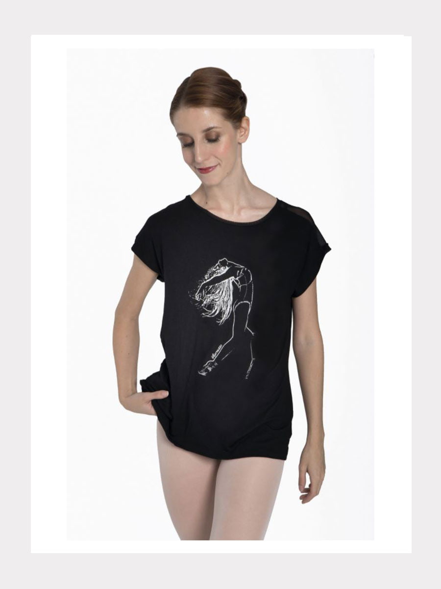 Kurzarm T-Shirt in Schwarz mit weissem Printmotiv