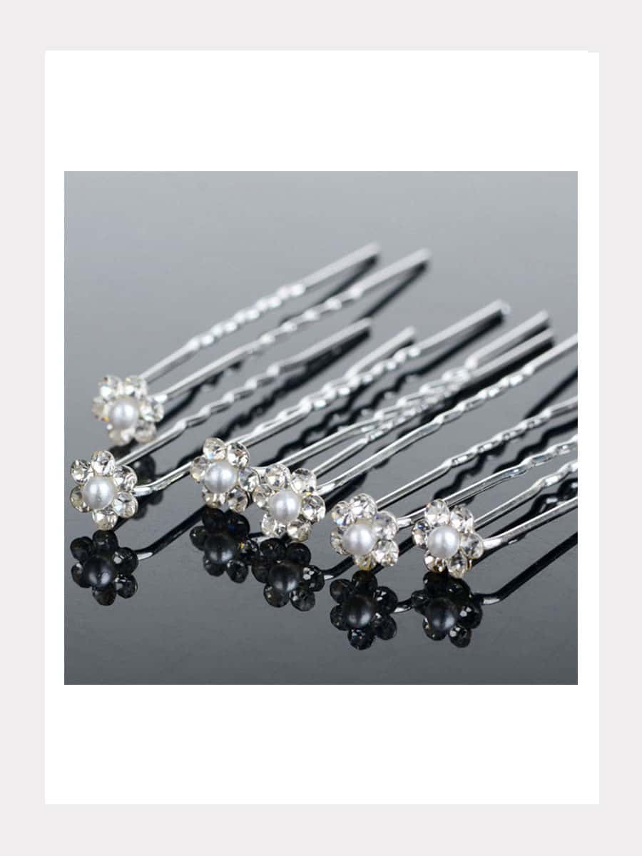 Haarnadeln mit Glitzersteinen und kleiner Perle