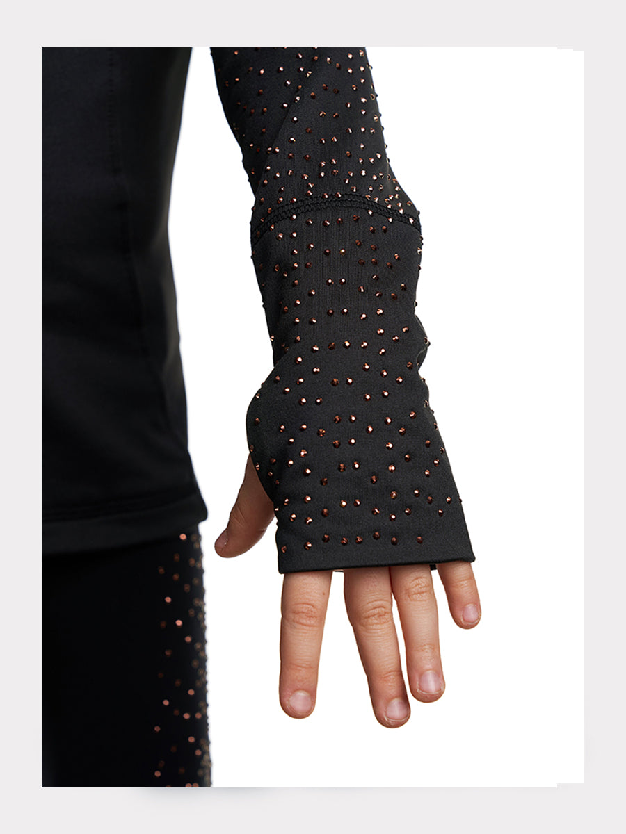 Eiskunstlauf Jacke MILKYWAY Schwarz mit Gold Kristallen