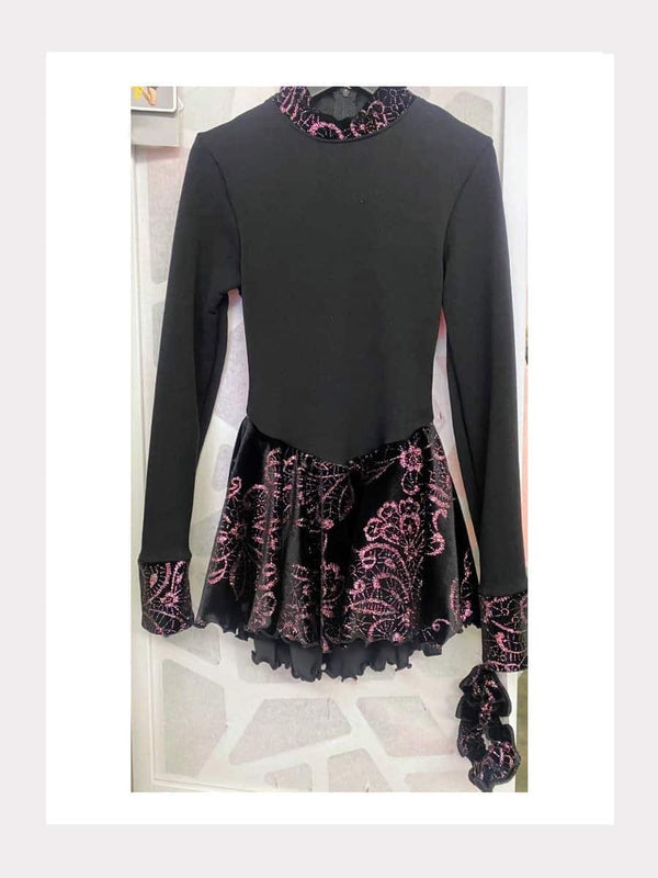 Polartec®Eiskunstlauf Kleid Schwarz mit Glitzer-Motiv