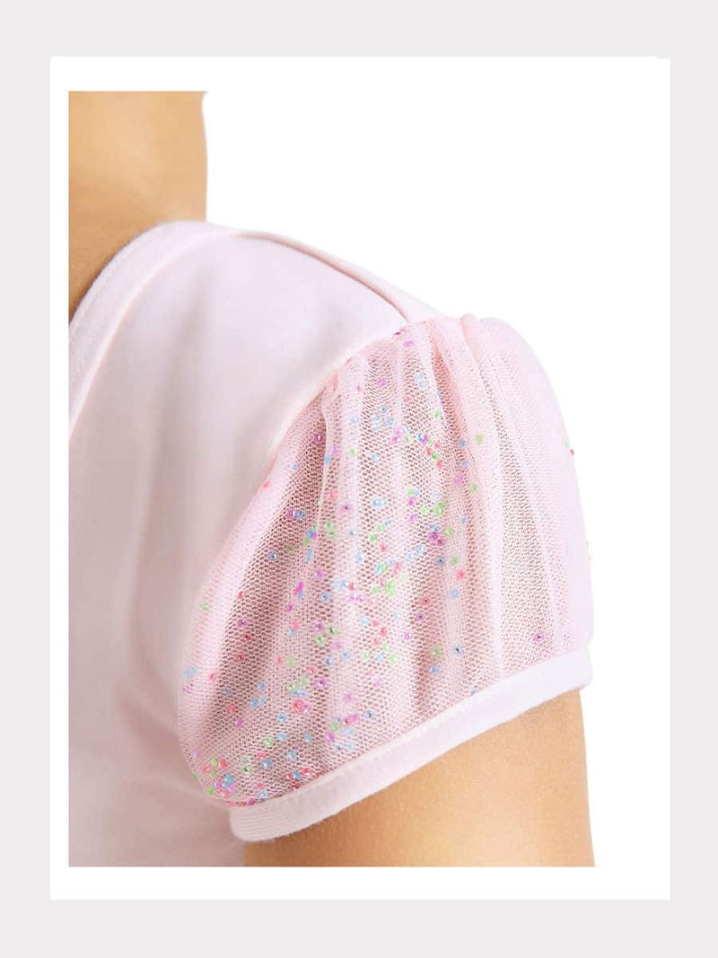 Glitzer-Glam-Trikot mit Puffärmeln – Mädchen