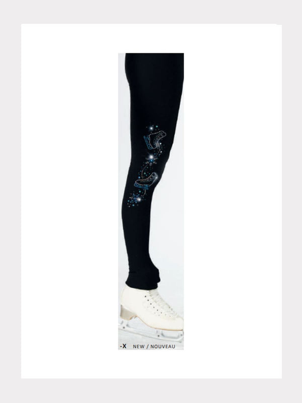 Polartec® Leggings Schwarz mit Glitzermotiv X