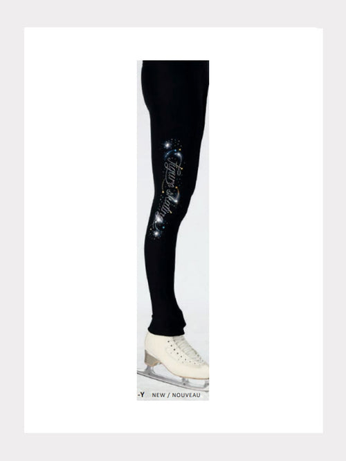 Polartec® Leggings Schwarz mit Glitzermotiv Y