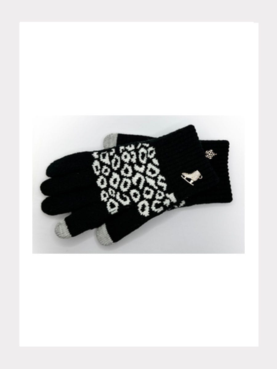 Geparden Glide Strickhandschuhe mit Kristallschmuck