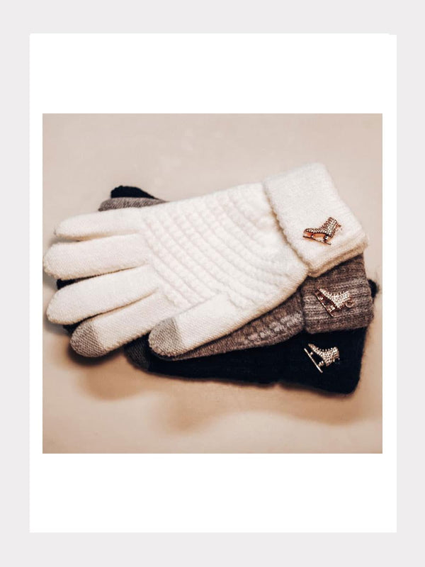 Strickhandschuhe mit Kristallschmuck