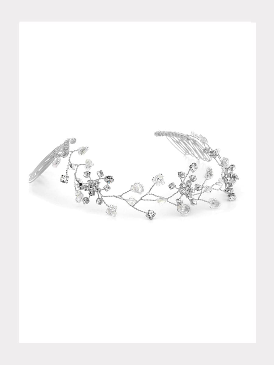 Swarovski Kristall Silber Tiara Rebe mit Doppelkämmen