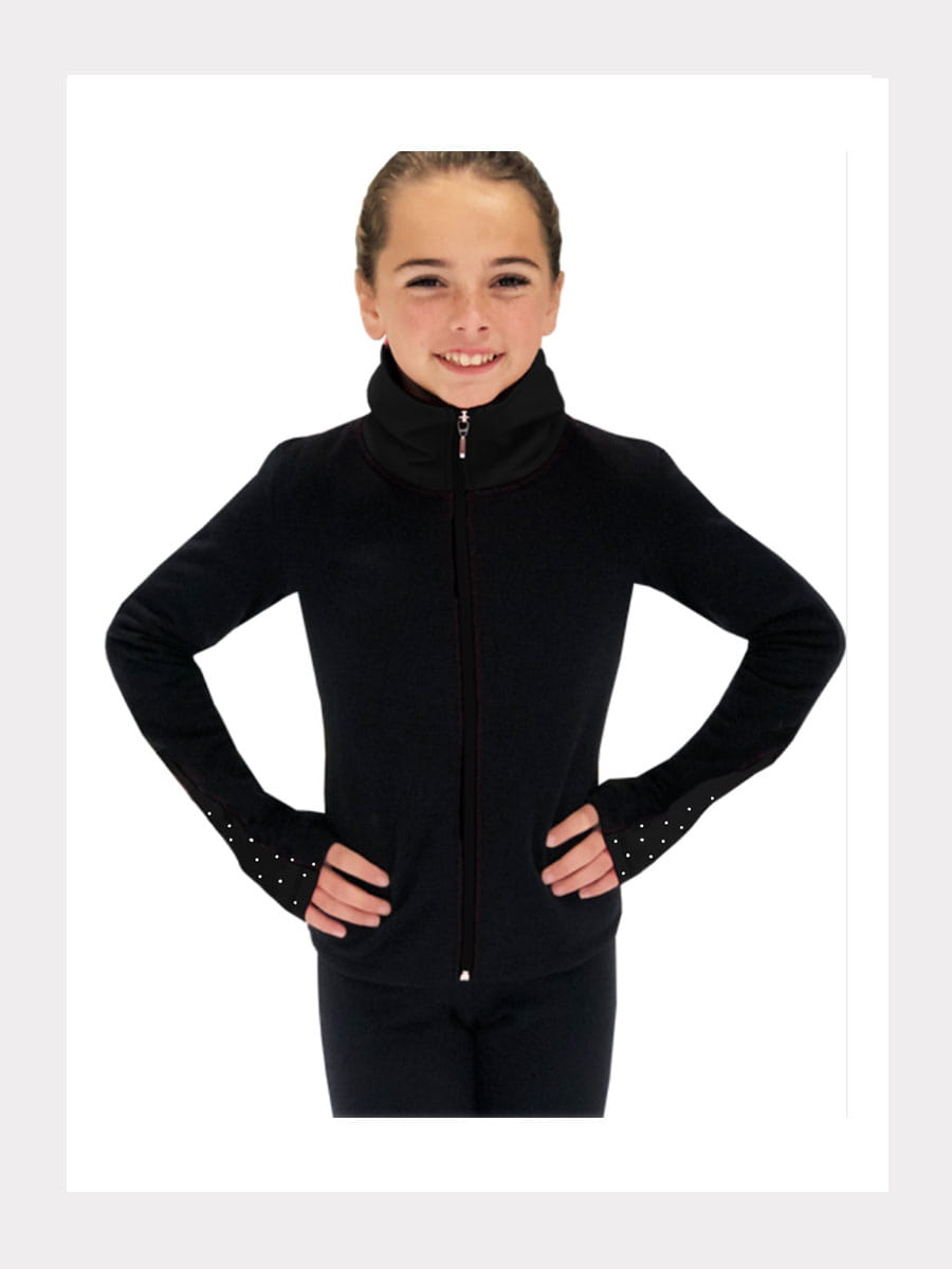 Polartec® Fleece Trainingsjacke Schwarz mit Kristallen