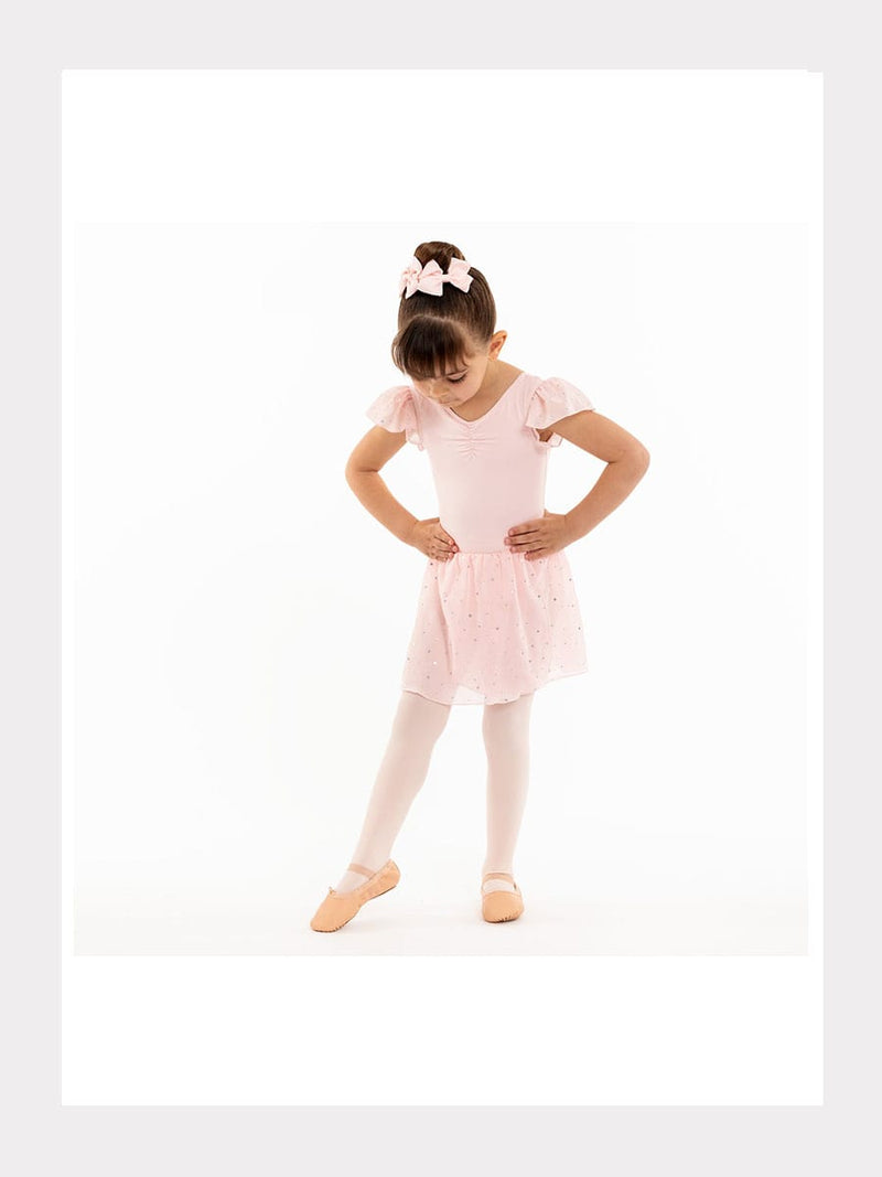 Kurzarm Ballett-Kleid mit Flutterärmel und Pailletten-Rock