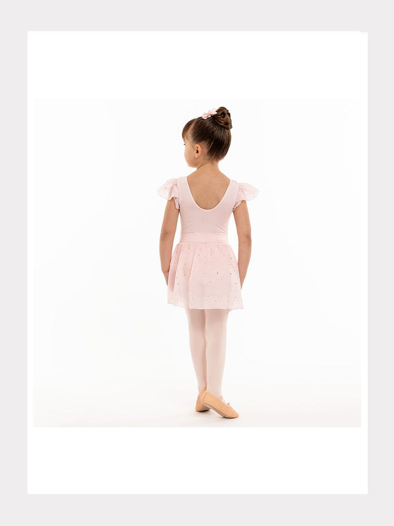 Kurzarm Ballett-Kleid mit Flutterärmel und Pailletten-Rock