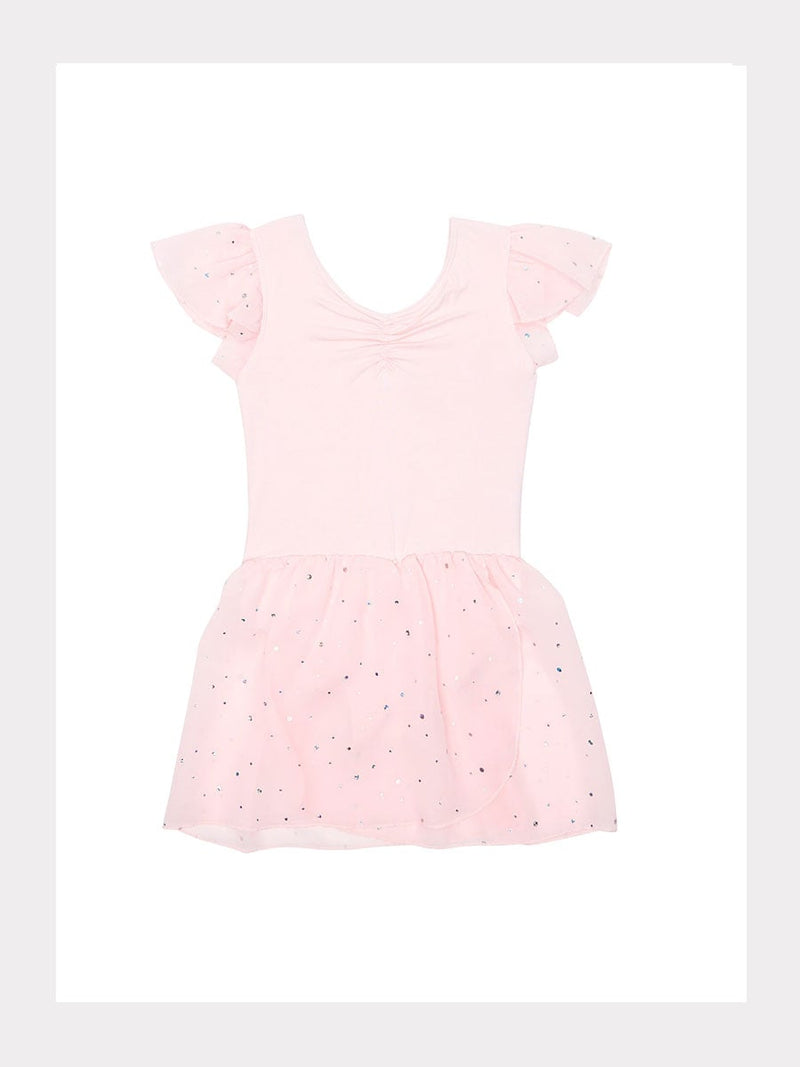Kurzarm Ballett-Kleid mit Flutterärmel und Pailletten-Rock