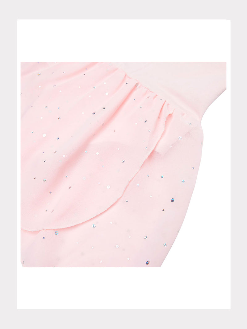 Kurzarm Ballett-Kleid mit Flutterärmel und Pailletten-Rock