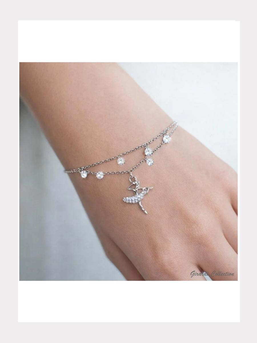Ballerina Armband mit Strass Doppel-Kette