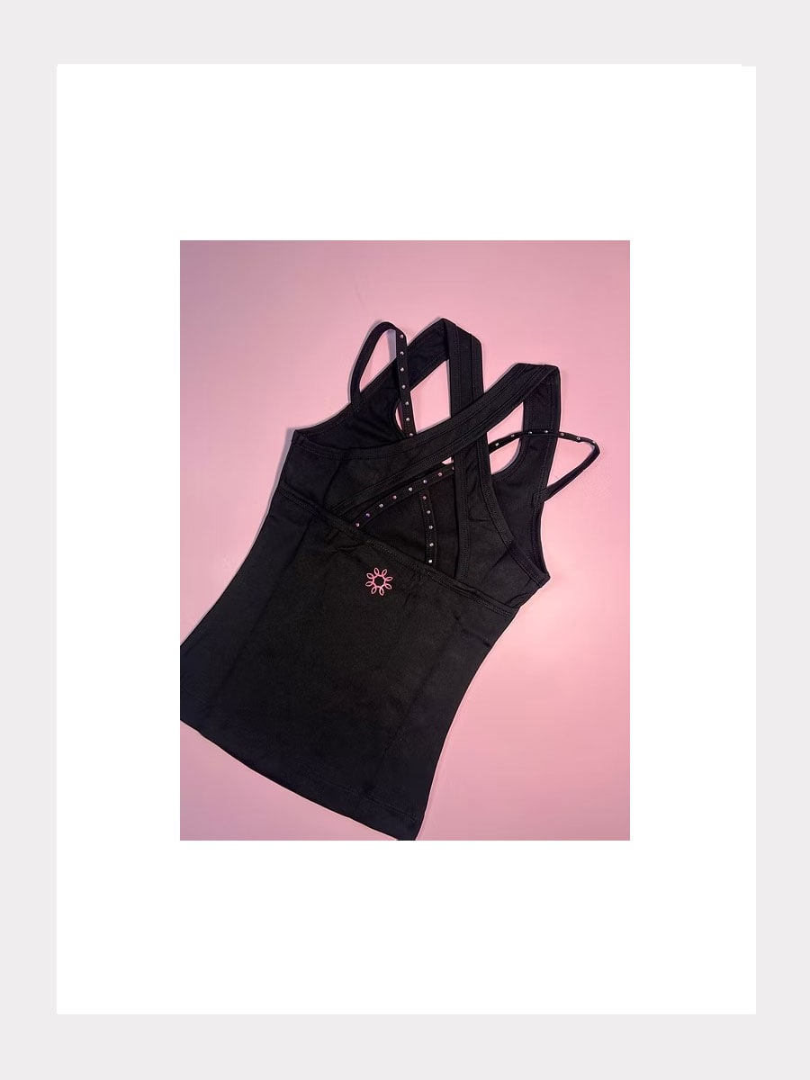 Träger Sport-Top mit überkreuzten Trägern und Kristallen