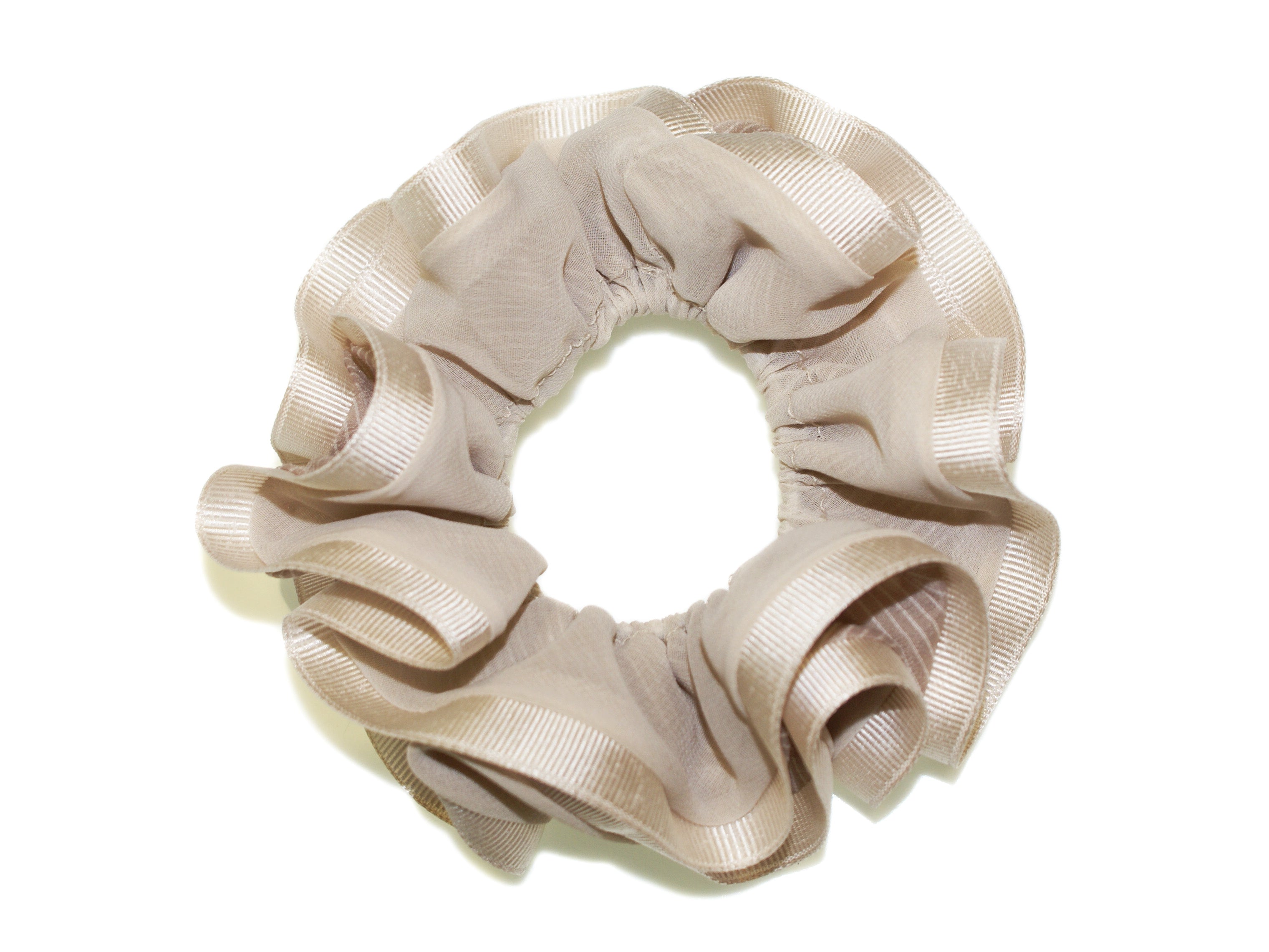 Luxuriöser Camille Haargummi mit Kontursaum in Beige-Bone Elfenbein Optik