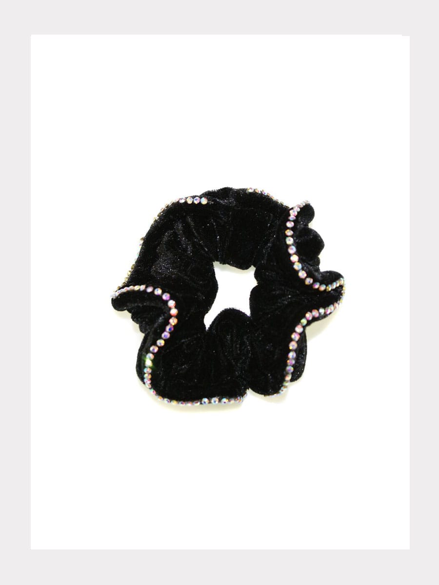 DeLux Samt Scrunchie mit AB Kristallen