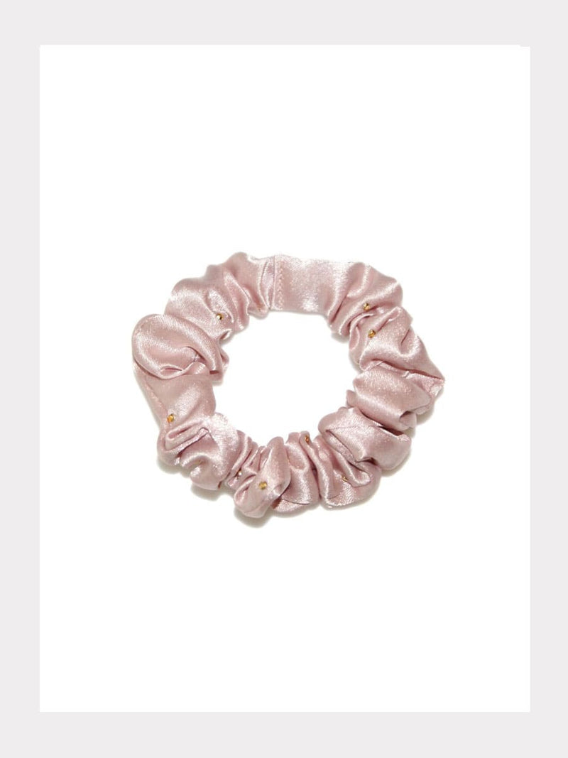 Blush Pink Satin Scrunchie klein - mit Gold-Glitzer