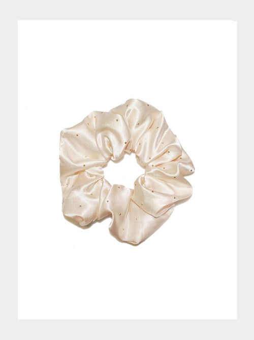 Champagne Ivory Satin Scrunchie Gross - mit Glitzer
