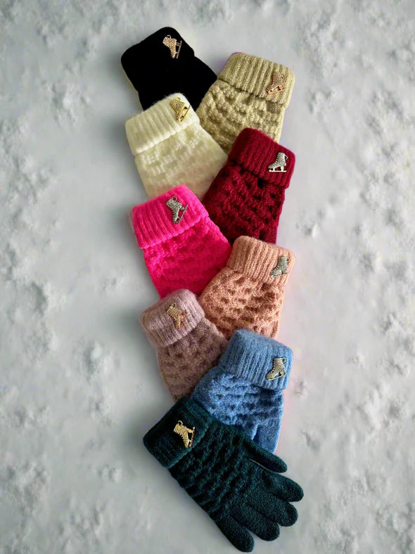 Strickhandschuhe mit Kristallschmuck