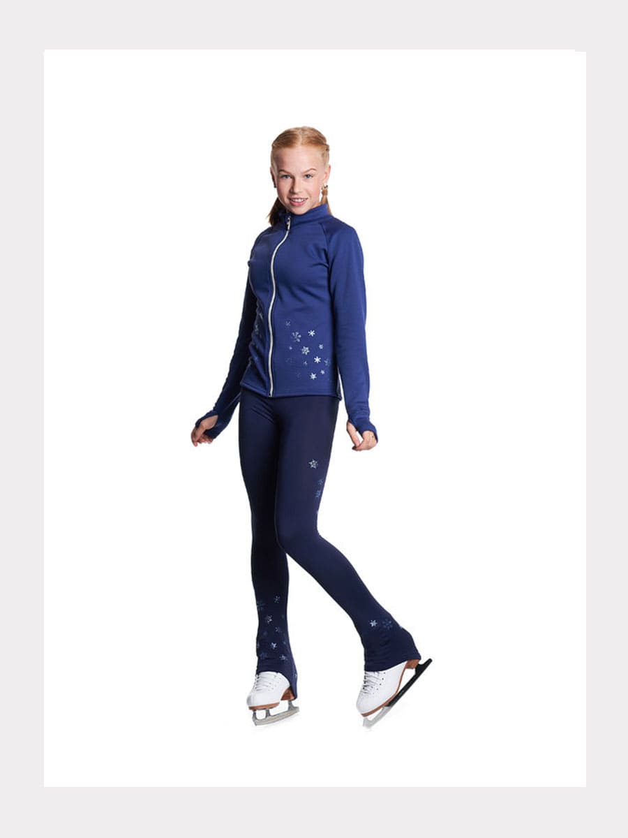 Eiskunstlauf Leggings SNOWFLAKES  mit Kristallen Schwarz oder Navy