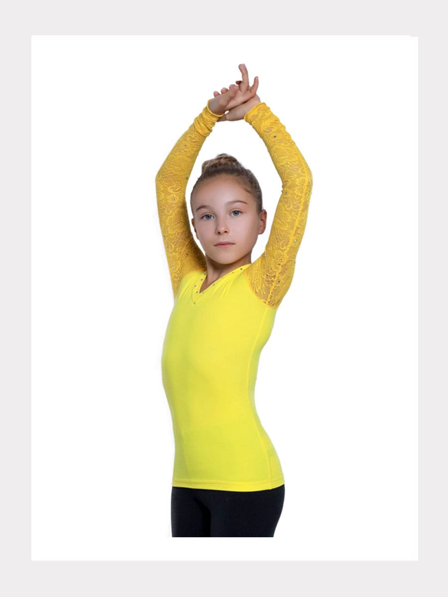 Langarm V Neck Shirt mit Spitze