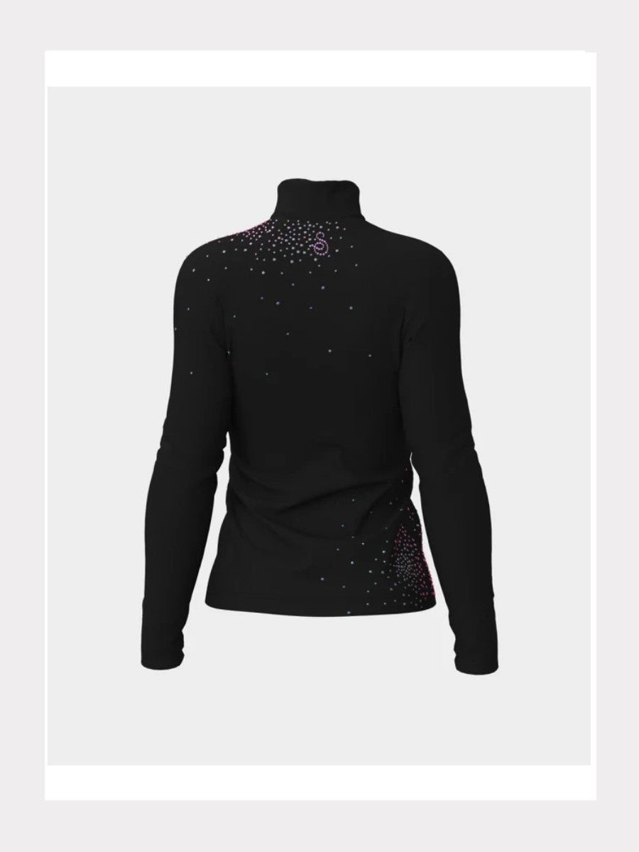 Thermo-Eiskunstlaufjacke mit Kristallen auf Schulter und Seite