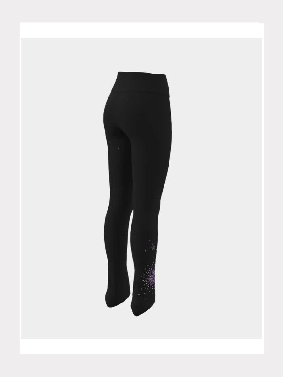 Thermo-Skating-Leggings mit funkelnden Kristallapplikationen