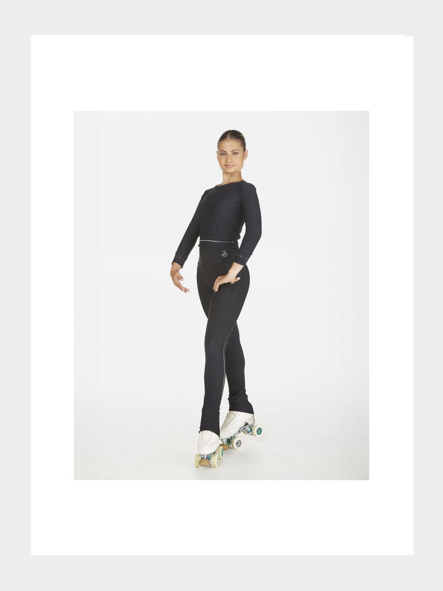 Langarm Crop-Top mit Kristallverzierung