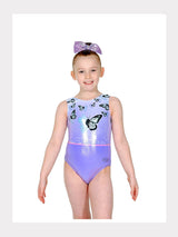Gymnastik Trägertrikot BLISS - Schmetterlingsdruck mit Kristallmotiv