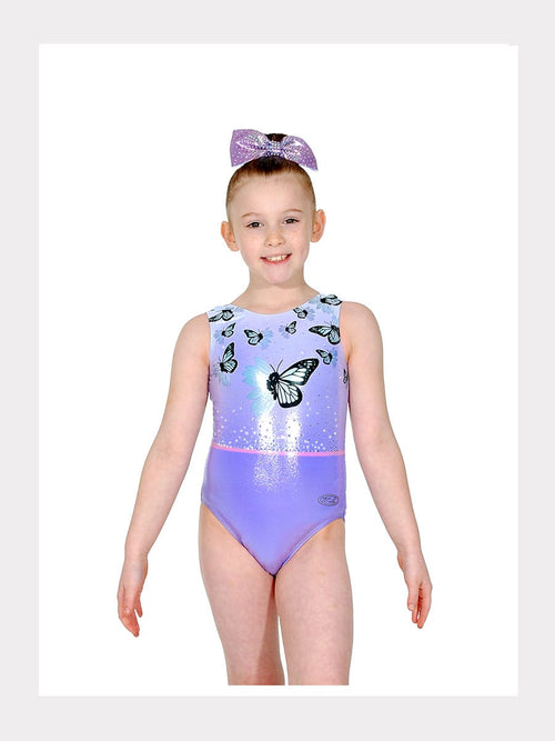 Gymnastik Trägertrikot BLISS - Schmetterlingsdruck mit Kristallmotiv