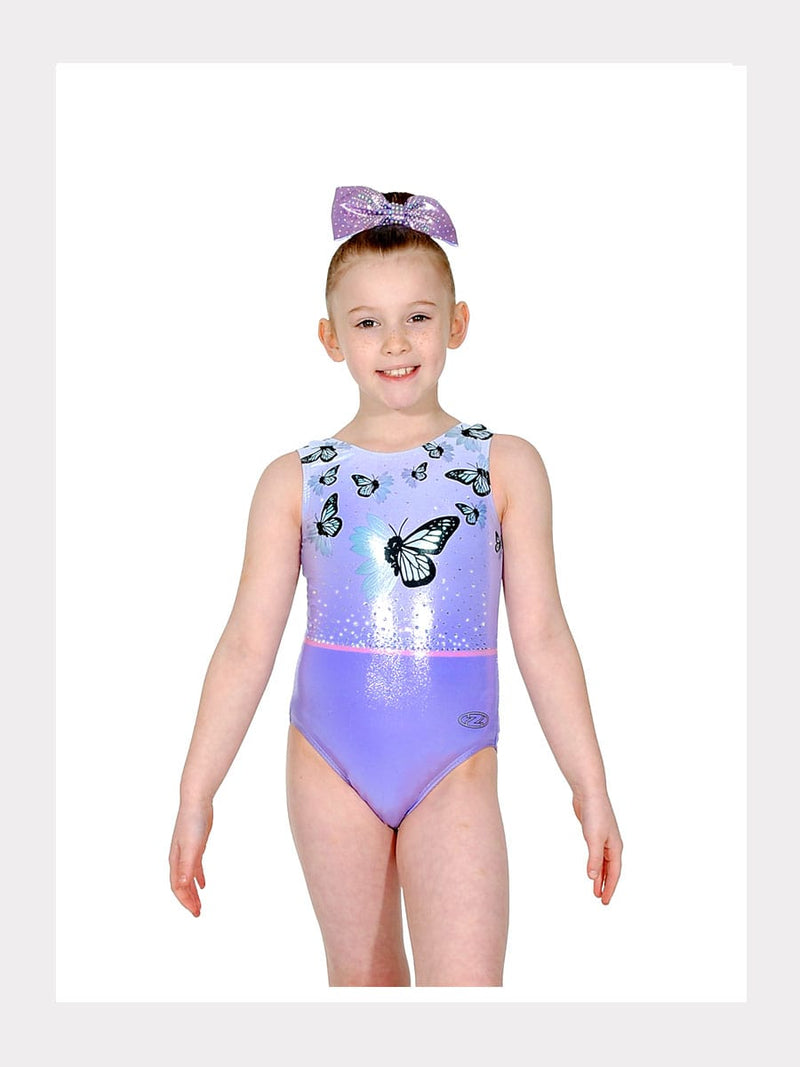 Gymnastik Trägertrikot BLISS - Schmetterlingsdruck mit Kristallmotiv
