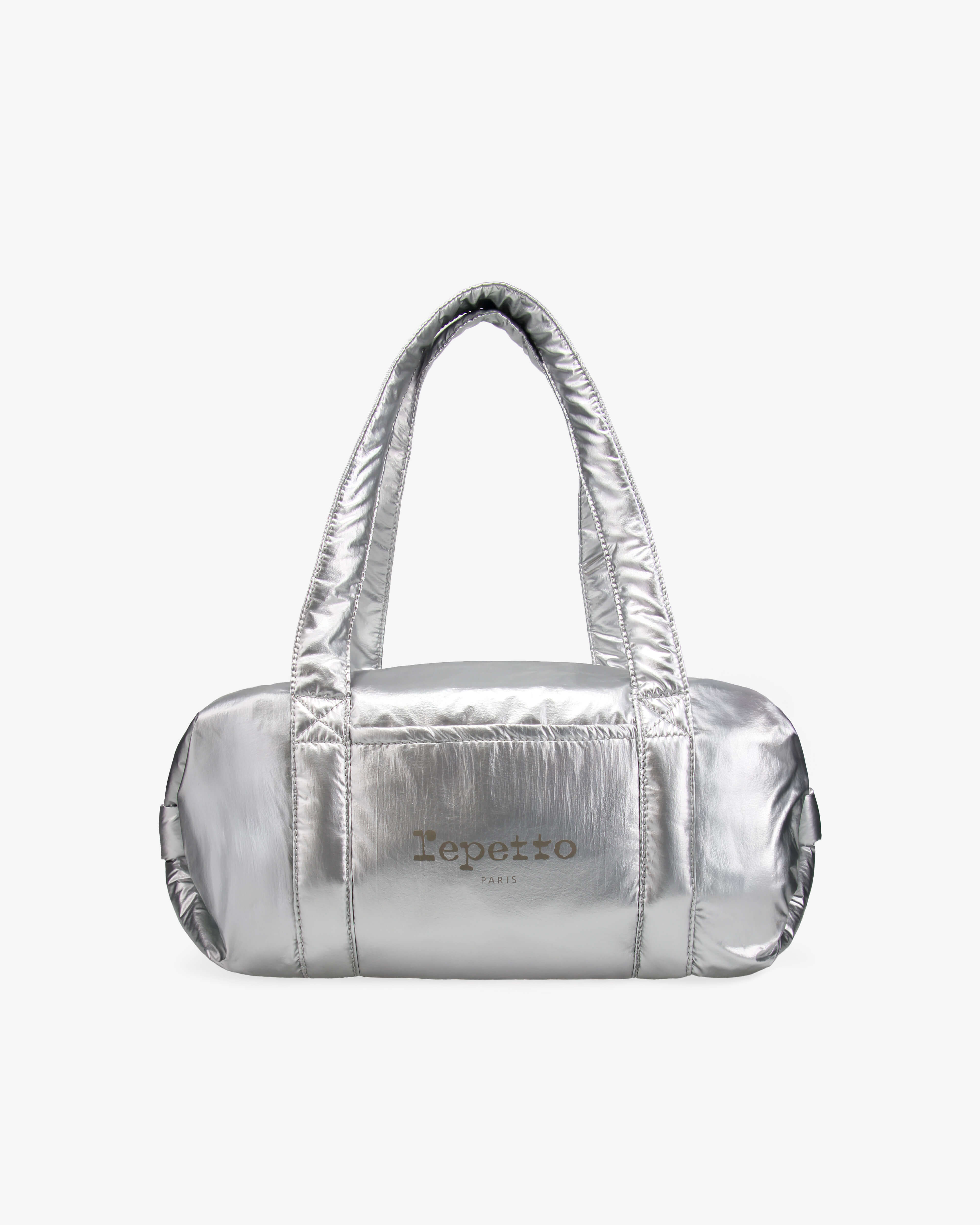 Repetto Mittelgroßer Polochon Nylon Tasche – Silber, 18×35×22 cm für Ballerinas