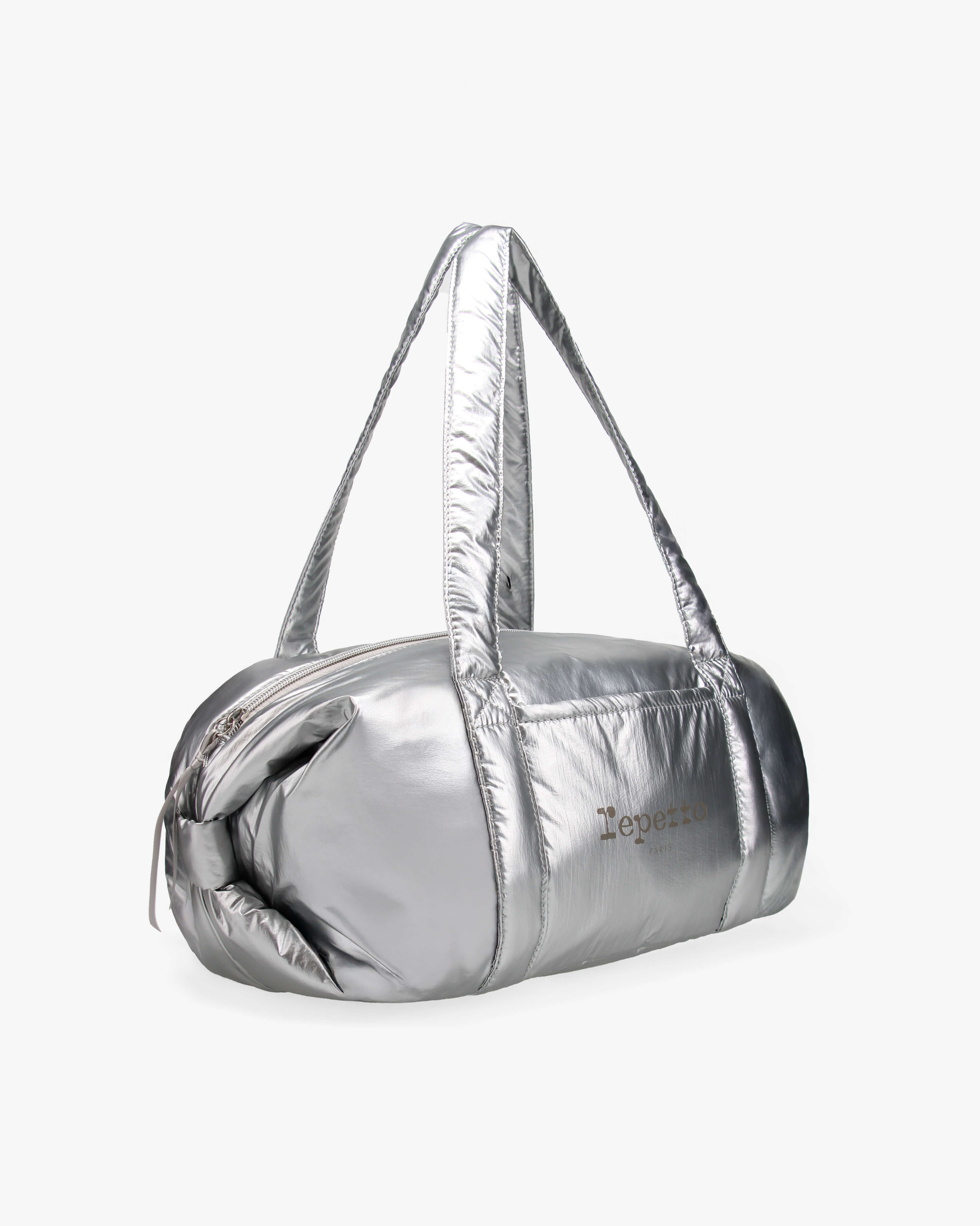 Repetto Mittelgroßer Polochon Nylon Tasche – Silber, 18×35×22 cm für Ballerinas