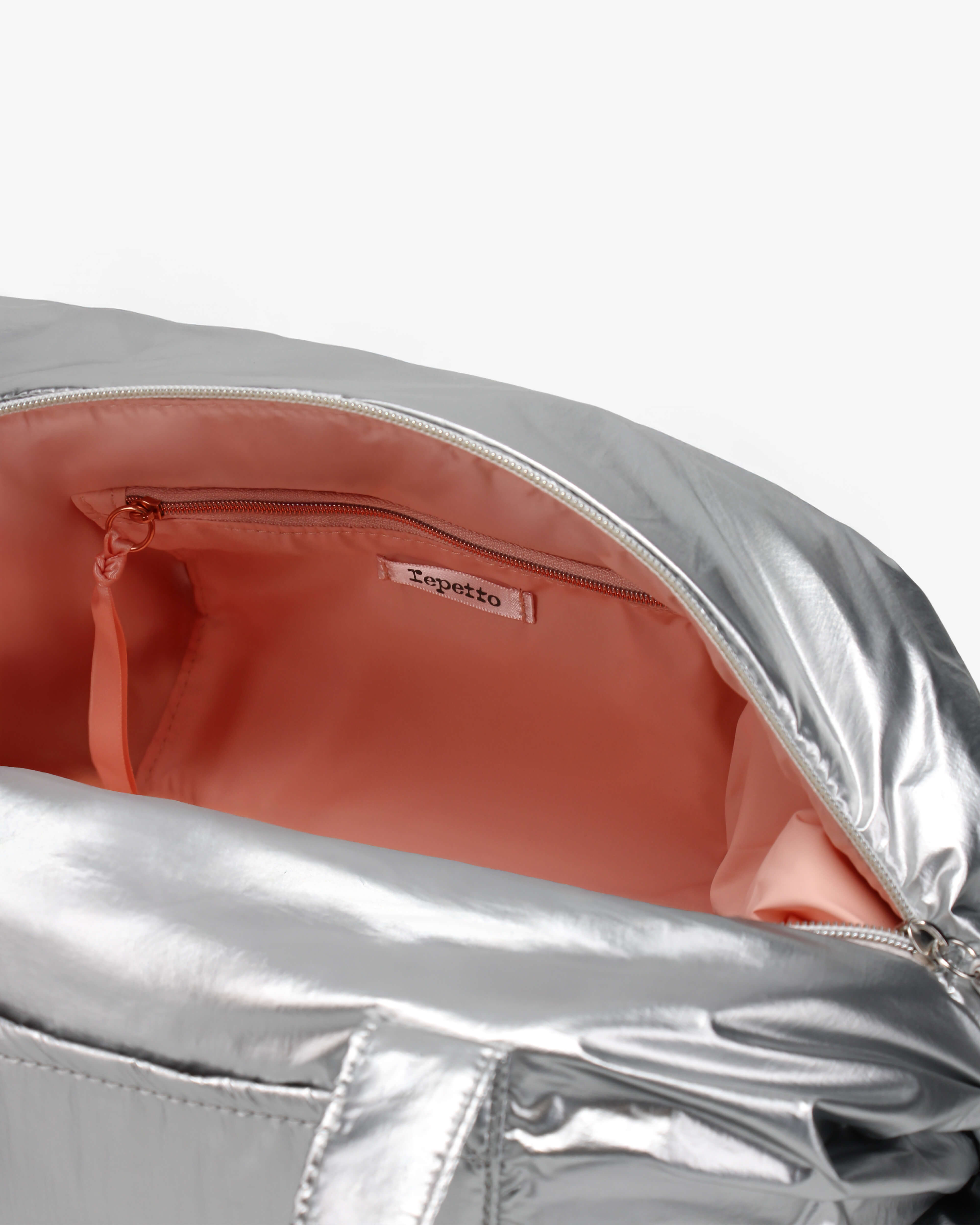Repetto Mittelgroßer Polochon Nylon Tasche – Silber, 18×35×22 cm für Ballerinas