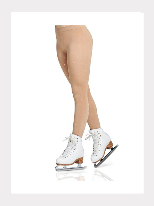 Eislauf Strumpfhose mit Kristallen - mit Fuss- 80 denier
