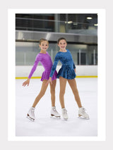 Eiskunstlauf Langarm Samt-Kleid Glitzermotiv Bubbles